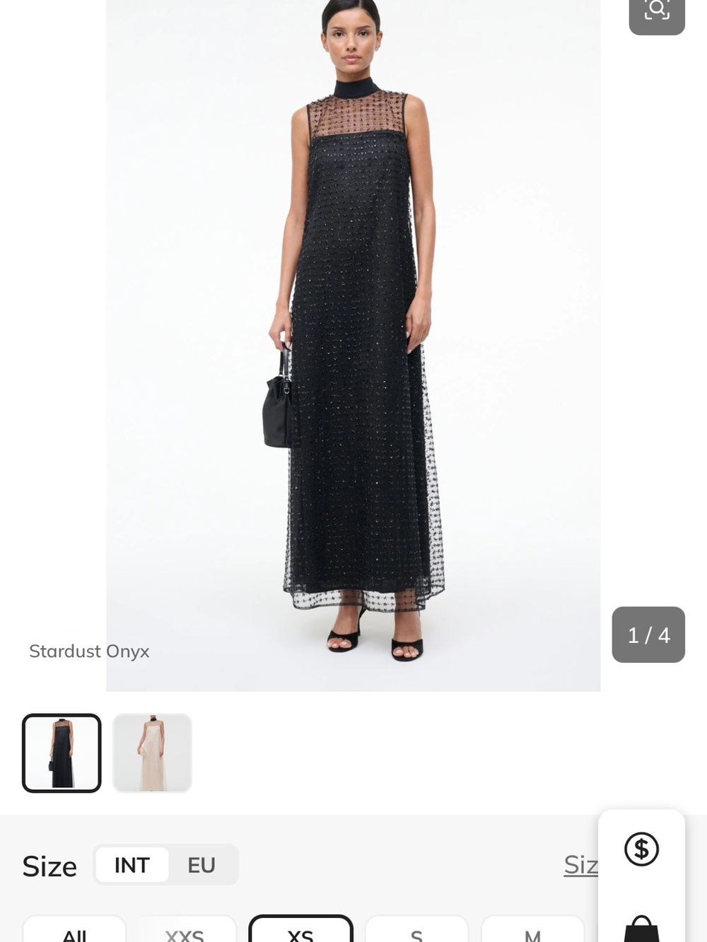 STAUD Stardust Onyx Black Beaded Maxi Dress